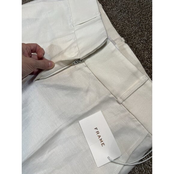 Frame Women’s Linen Cotton Pants Size 6 White Wide Leg High Rise Zipper NWT - Picture 15 of 15